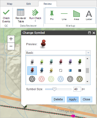 Adding a point using the markup tools